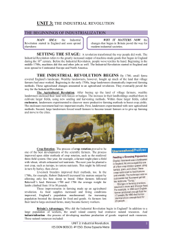 UNIT 3: THE INDUSTRIAL REVOLUTION THE