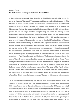 Gerhard Hetzer On the Romanian Campaign of the Central Powers