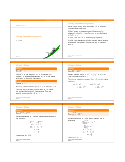 Solving Exponential Equations Solving Exponential