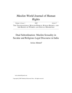 Muslim Sexuality in Secular and Religious Legal Discourse in India