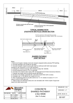 Concrete shared pathway 2.5m wide
