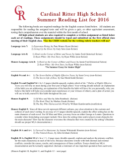 Cardinal Ritter High School Summer Reading List for 2016