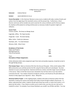 College American Literature II Spring 2013 Instructor: Andrew