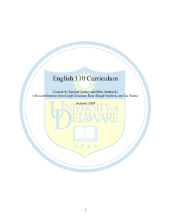 English 110 Curriculum - University of Delaware
