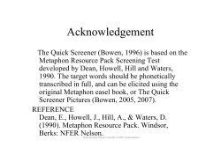 Acknowledgement - Caroline Bowen
