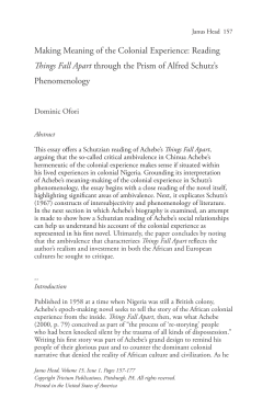 Making Meaning of the Colonial Experience: Reading Things Fall