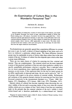 An Examination of Culture Bias in the Wonderlic Personnel Test*