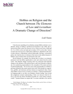 Hobbes on Religion and the Church between