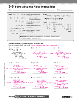 3-6 Solve Absolute-Value Inequalities