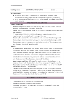 Teaching notes COMMUNICATION/ WAVES Lesson 1