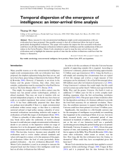 Temporal dispersion of the emergence of intelligence