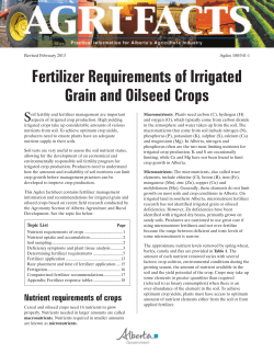 Fertilizer Requirements of Irrigated Grain and Oilseed Crops