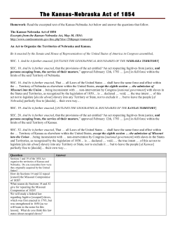 The Kansas Nebraska Act Excerpts - Warren Hills Regional School