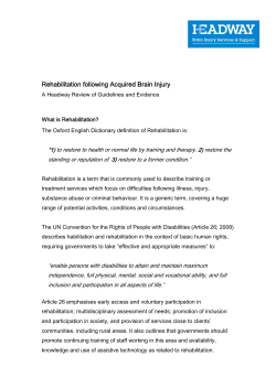 Rehabilitation following Acquired Brain Injury