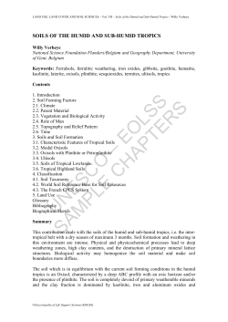 Soils of the Humid and Sub-Humid Tropics