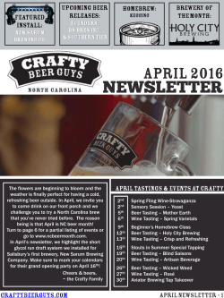 Crafty Newsletter &ndash; April 2016