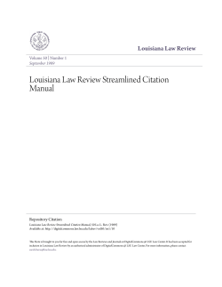 Louisiana Law Review Streamlined Citation Manual