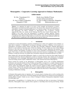Metacognitive - Cooperative Learning Approach to Enhance