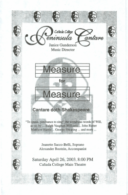 Measure for Measure, Cantare doth Shakespeare