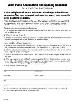 Wide Plank Acclimation and Spacing Checklist