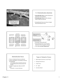 Chapter 11 Intermolecular forces 11.2 Intermolecular attractions