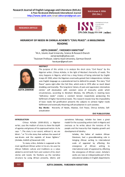 HIERARCHY OF NEEDS IN CHINUA ACHEBE`S &ldquo;CIVIL