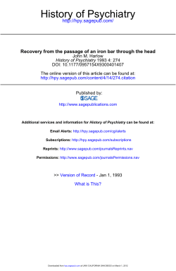 History of Psychiatry - UCSD Cognitive Science