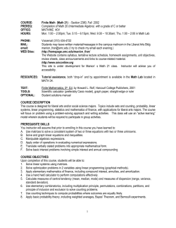 Finite Math (Math 21) Syllabus - SMC Homepages