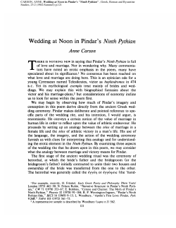 Wedding at Noon in Pindar`s Ninth Pythian