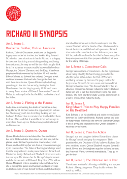 Richard III Synopsis - Shakespeare`s Globe