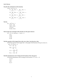 Unit 1 Review Describe the end behavior of the function. 1) f(x