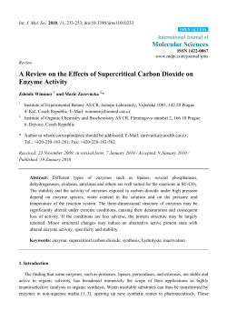 A Review on the Effects of Supercritical Carbon Dioxide on Enzyme