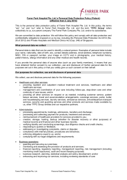 Data Protection Policy - The Farrer Park Company