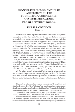 Evangelical/Roman Catholic Agreement on the Doctrine of