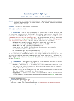 Guide to Using SIAM`S LaTeX Style