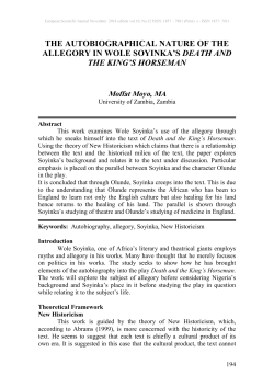 THE AUTOBIOGRAPHICAL NATURE OF THE ALLEGORY IN WOLE