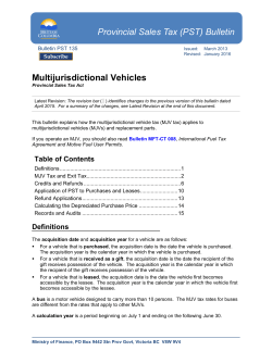 Bulletin PST 135, Multijurisdictional Vehicles