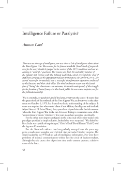 Intelligence Failure or Paralysis? - Jerusalem Center For Public Affairs