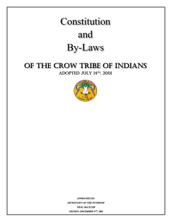 Constitution and By-Laws - Crow Nation Legislative Branch Crow