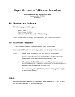 Depth Micrometer Calibration Procedure