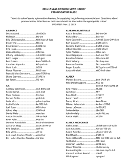 2016-17 NCAA DIVISION I MEN`S HOCKEY PRONUNCIATION