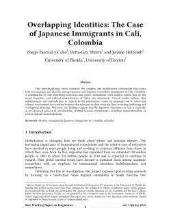 Overlapping Identities: The Case of Japanese Immigrants in Cali