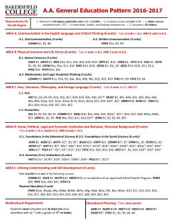 AA General Education Pattern 2016-2017