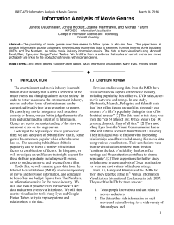 Information Analysis of Movie Genres