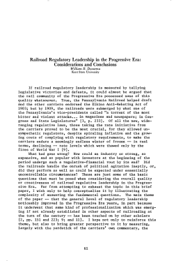 Railroad Regulatory Leadership in the Progressive Era