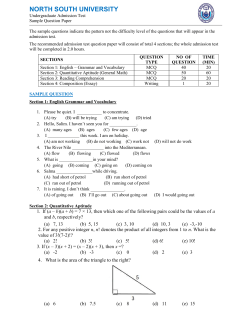 Sample Question - North South University