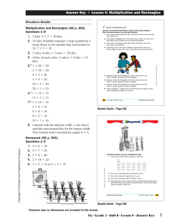 Answer Key • Lesson 4: Multiplication and Rectangles
