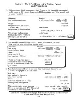 Unit 41 Word Problems Using Ratios, Rates, and Proportions
