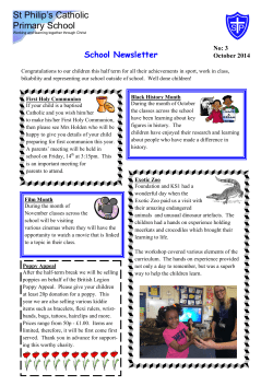 No. 3 - October 2014 - St. Philip`s Catholic Primary School