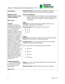 SBAC Sample Questions Claim 1F: Multiply and Divide